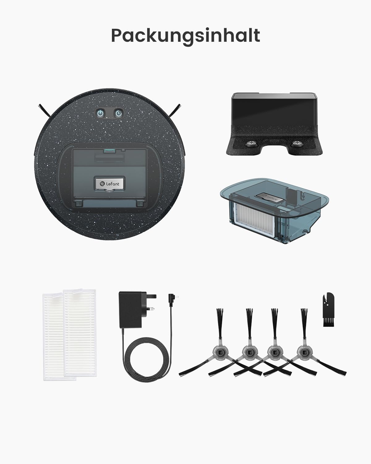 LEFANT M3 Gen2 Saugroboter mit Wischfunktion, 12000 Pa Saugleistung, Automatische Staubentleerung, LiDAR Navigation, Teppicherkennung, Freemove 3.0 App & Sprachsteuerung, 8 Wochen Hands-Free Reinigung