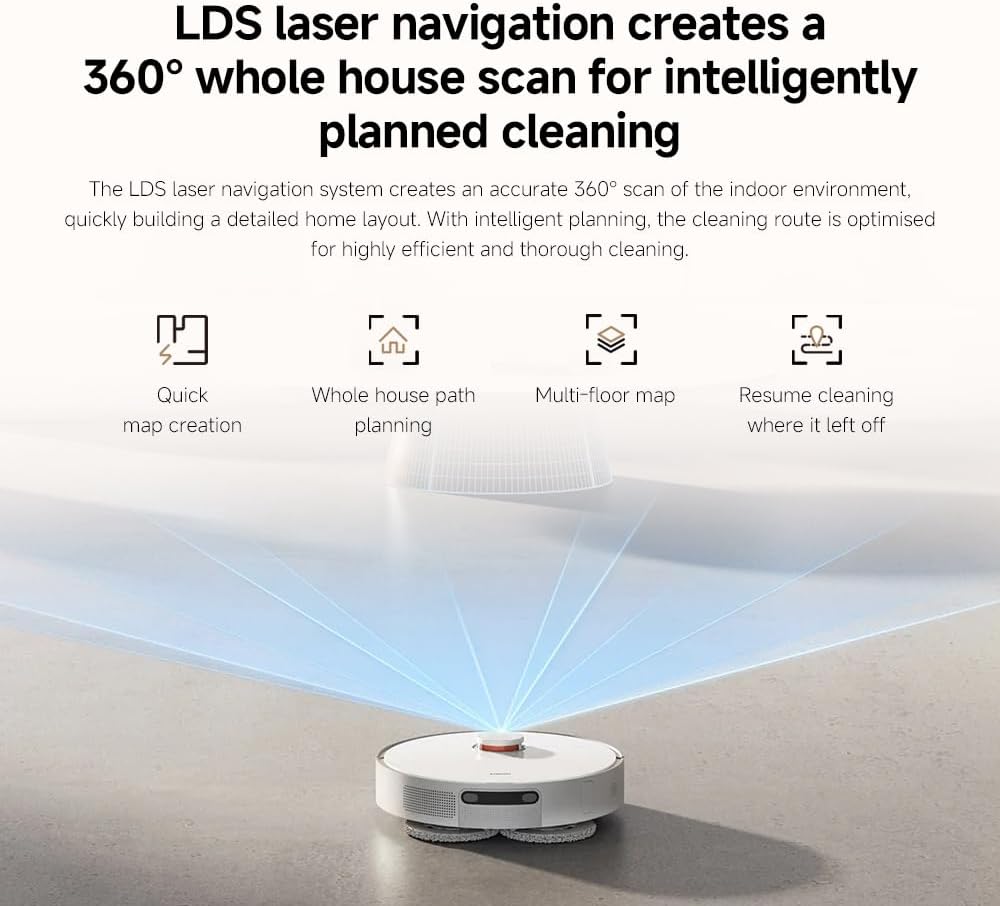 Xiaomi Robot Vacuum X20+ Saugroboter mit Absaugstation und 4L/4L Frisch- & Altwassertank - 2 rotierende, Auto-Trocknung Wischmops, Bis 280m² wischen, 6000Pa Saugkraft, LDS-Navigation, Alle Bodentypen