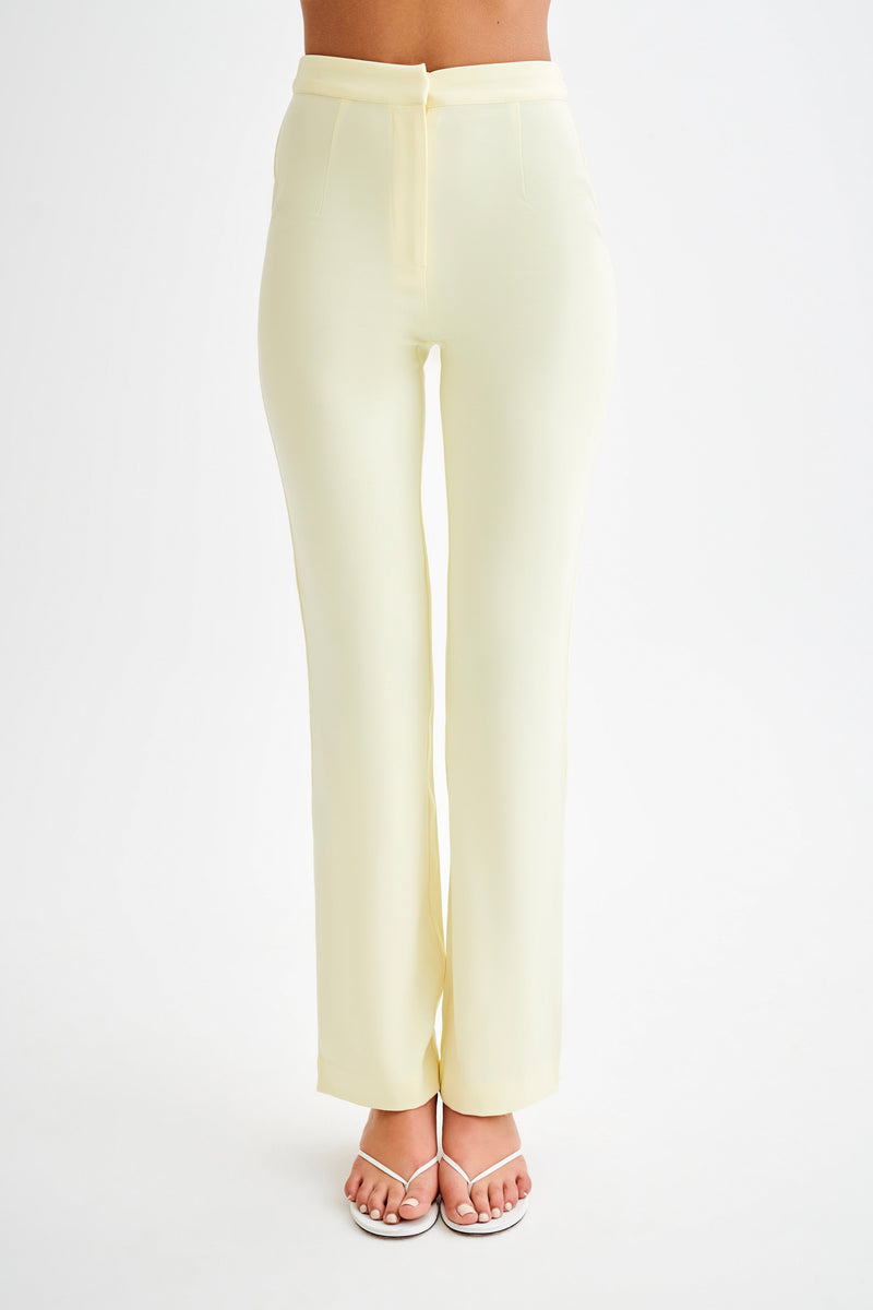 Allanah Suiting Straight Leg Pant - Pastel Lemon