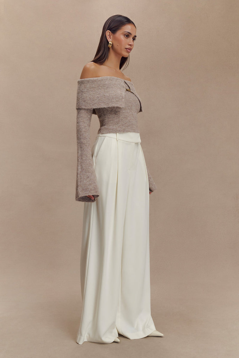 Jacqueline Pleated Wide Leg Pants - Ivory