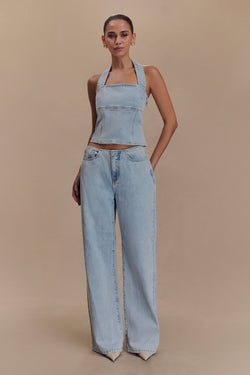 Caitlin Mid Rise Denim Jeans - Light Blue