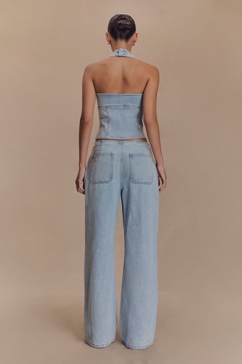 Caitlin Mid Rise Denim Jeans - Light Blue