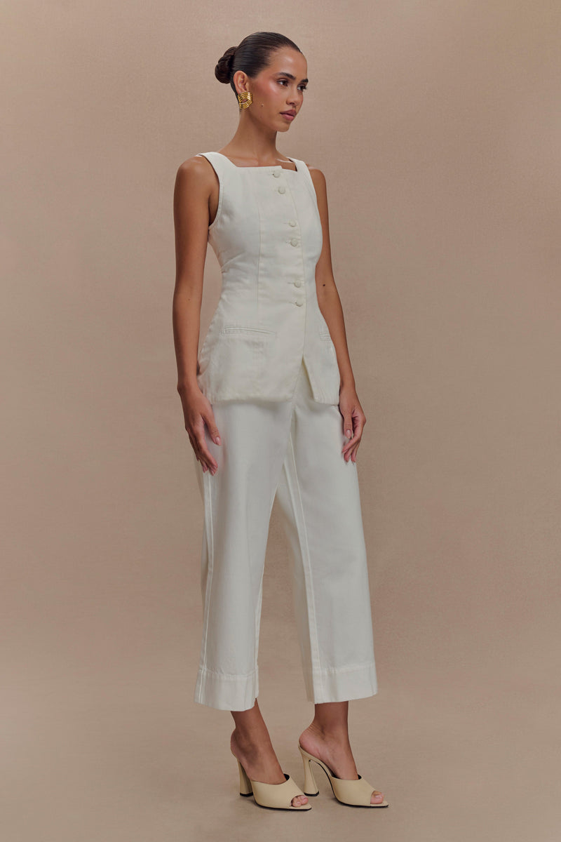Kaitlyn Cropped Wide Leg Jeans - White