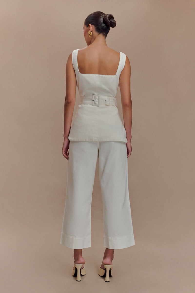 Kaitlyn Cropped Wide Leg Jeans - White