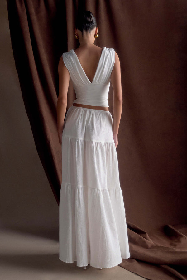Jacinda Cotton Maxi Skirt - White