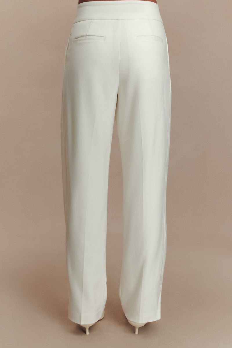 Penelope Pleated High Waisted Pants - Ivory