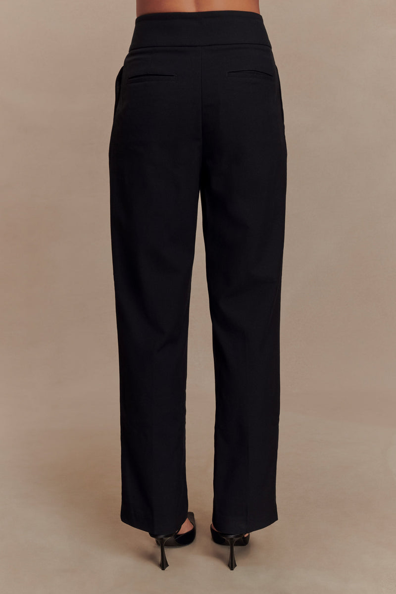 Penelope Pleated High Waisted Pants - Black