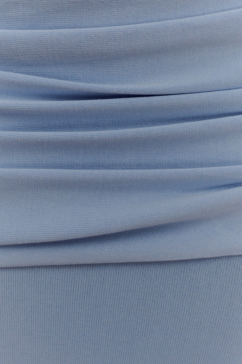 Irene Gathered Knit Maxi Skirt - Blue
