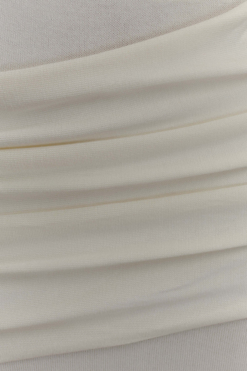 Irene Gathered Knit Maxi Skirt - Ivory