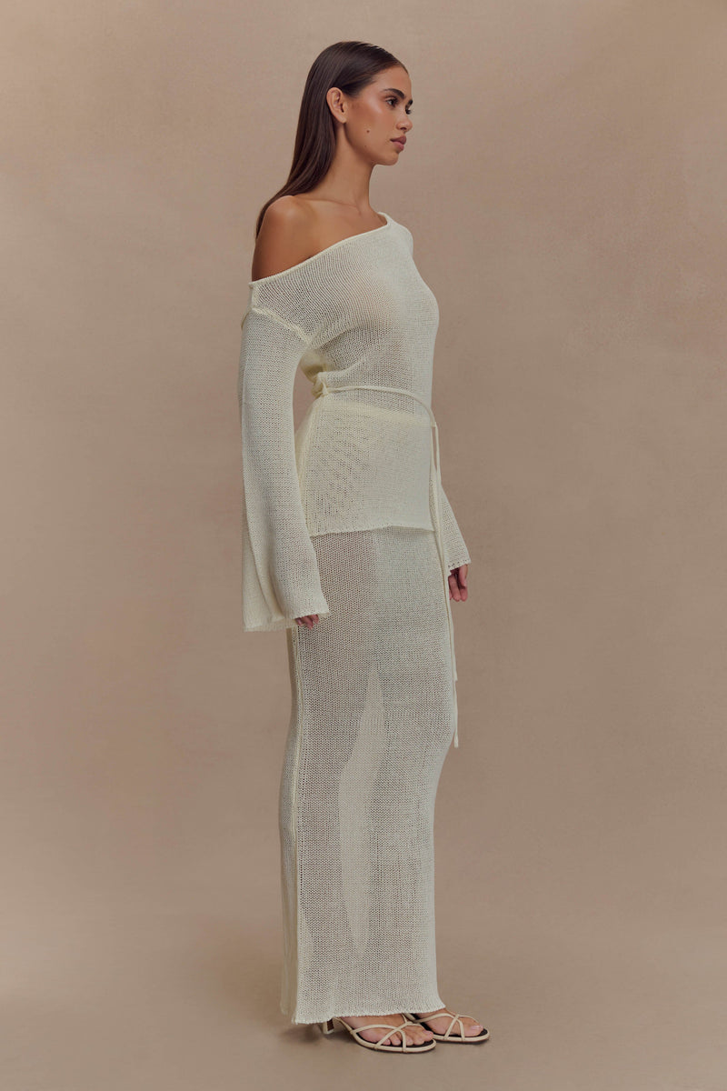 Reagan Knit Maxi Skirt - White