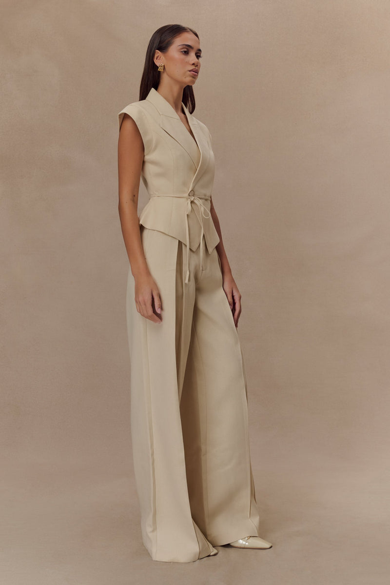 Andina Shortsleeve Linen Top - Natural Beige
