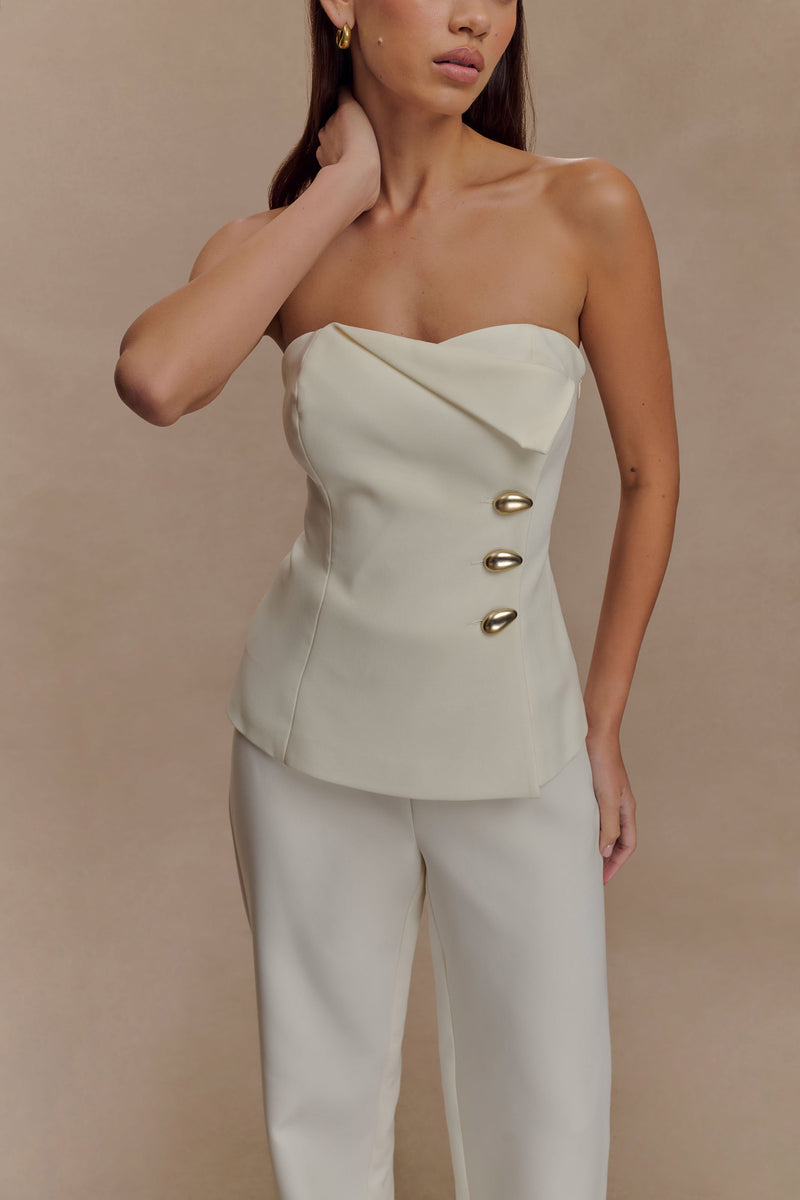 Lindie Strapless Suiting Top - Ivory