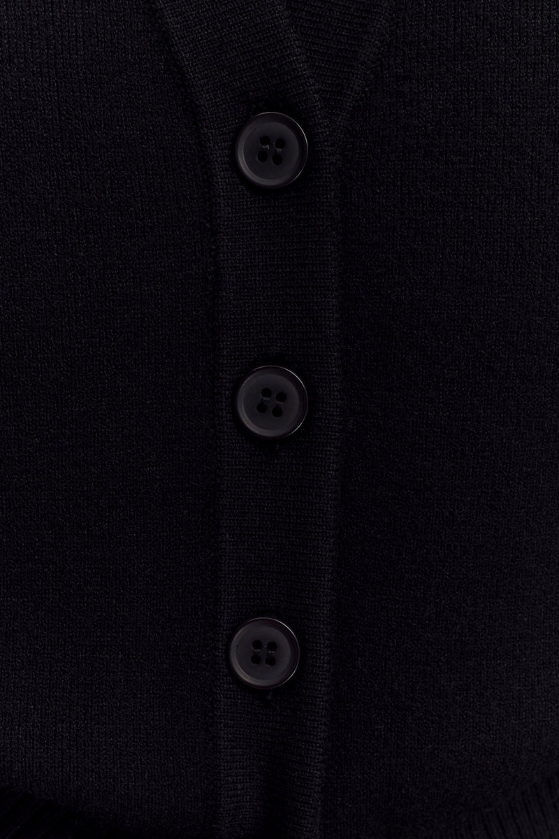 Alexia Buttoned Oversized Cardigan - Black