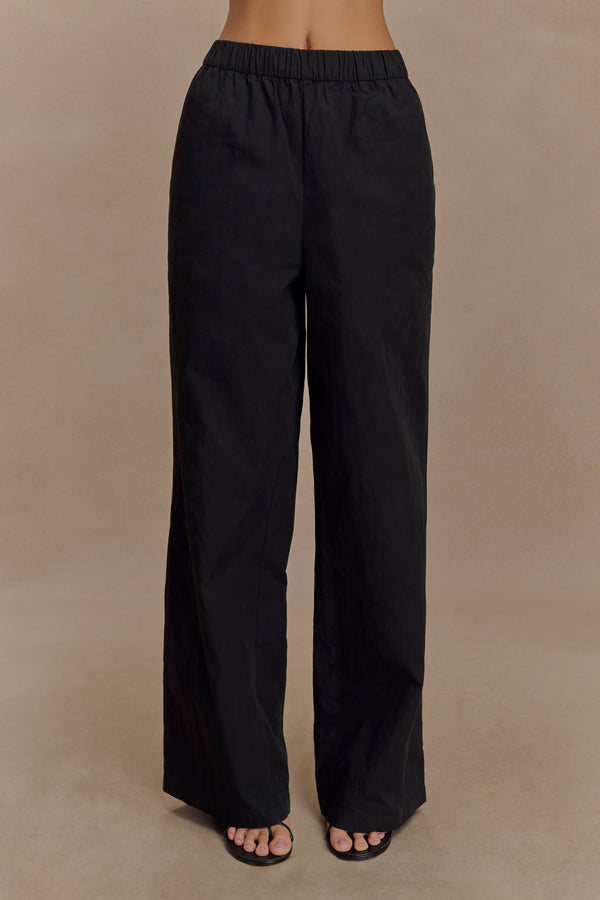 Campbell Cotton Wide Leg Pants - Black