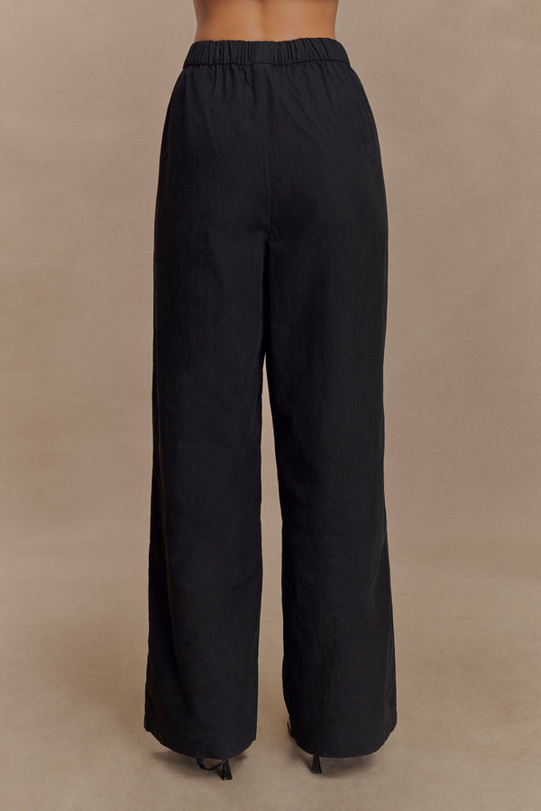 Campbell Cotton Wide Leg Pants - Black