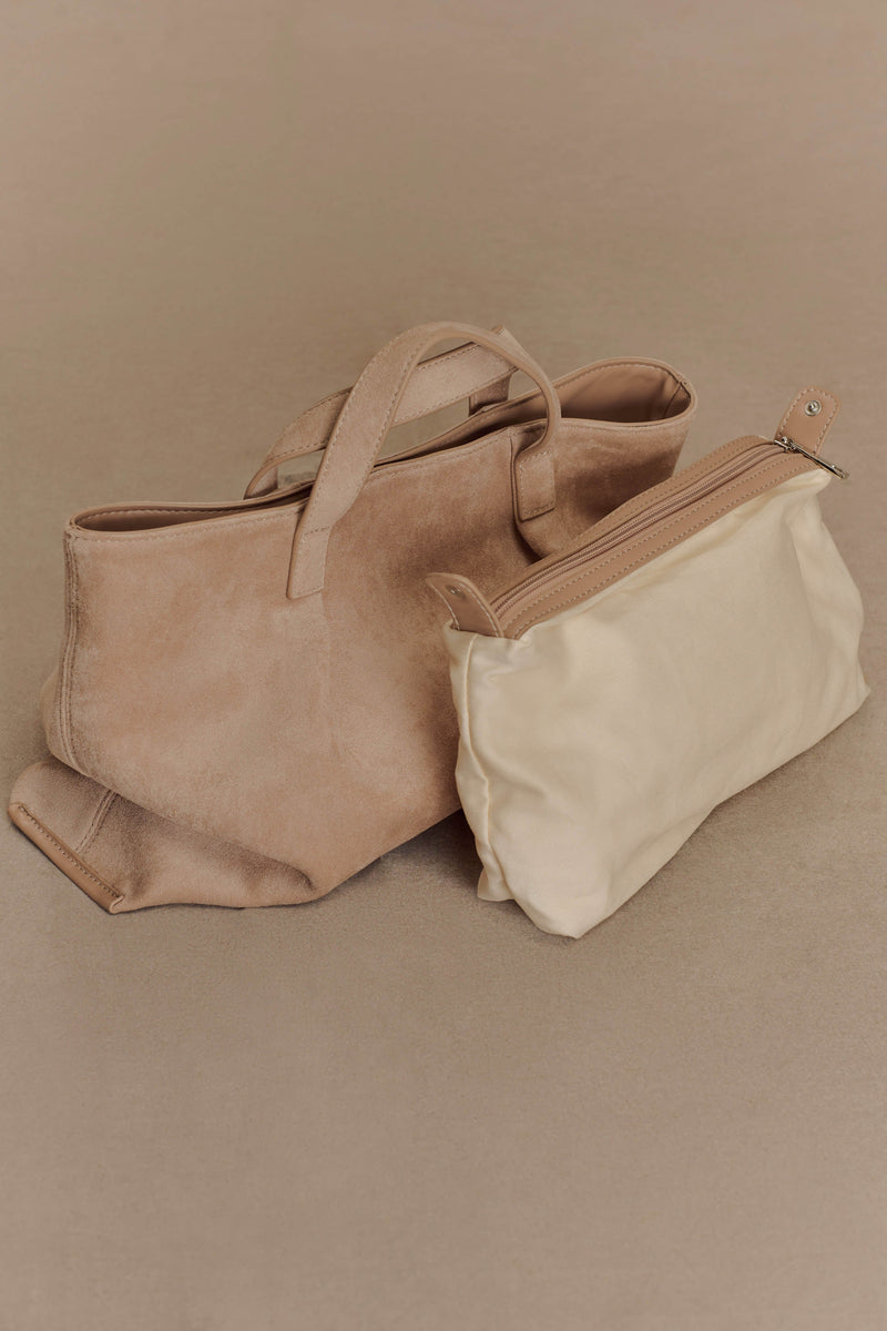 Baylor Faux Suede Bag - Natural