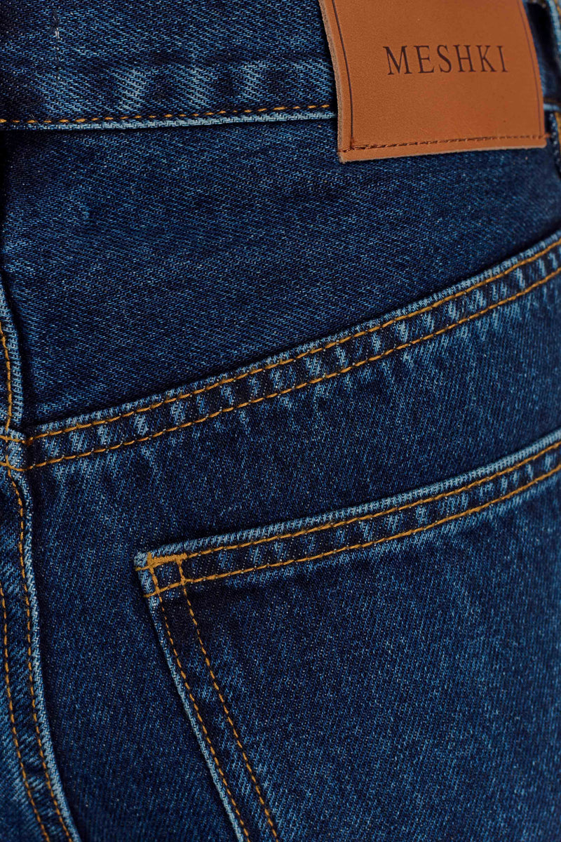 Laina Mid Rise Diamante Denim Jeans - Midnight Blue