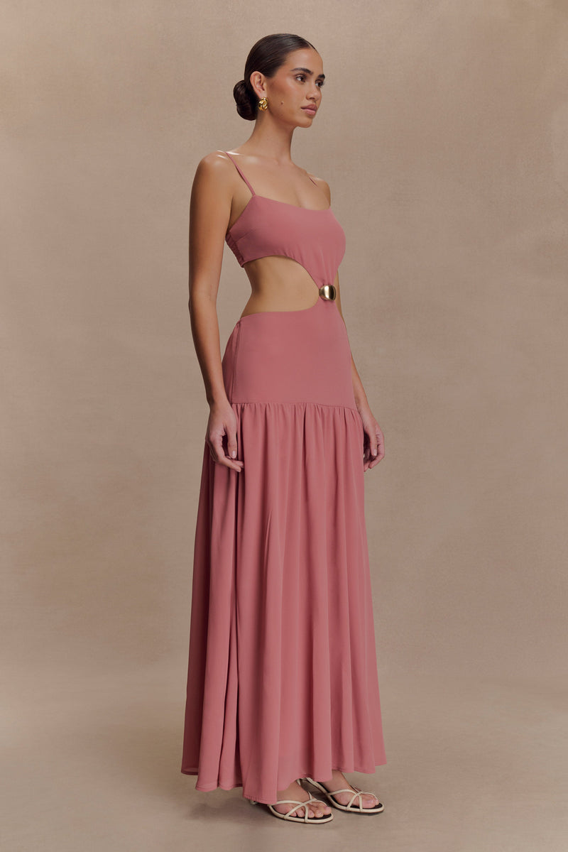 Georgina Chiffon Midi Dress - Burnt Rose