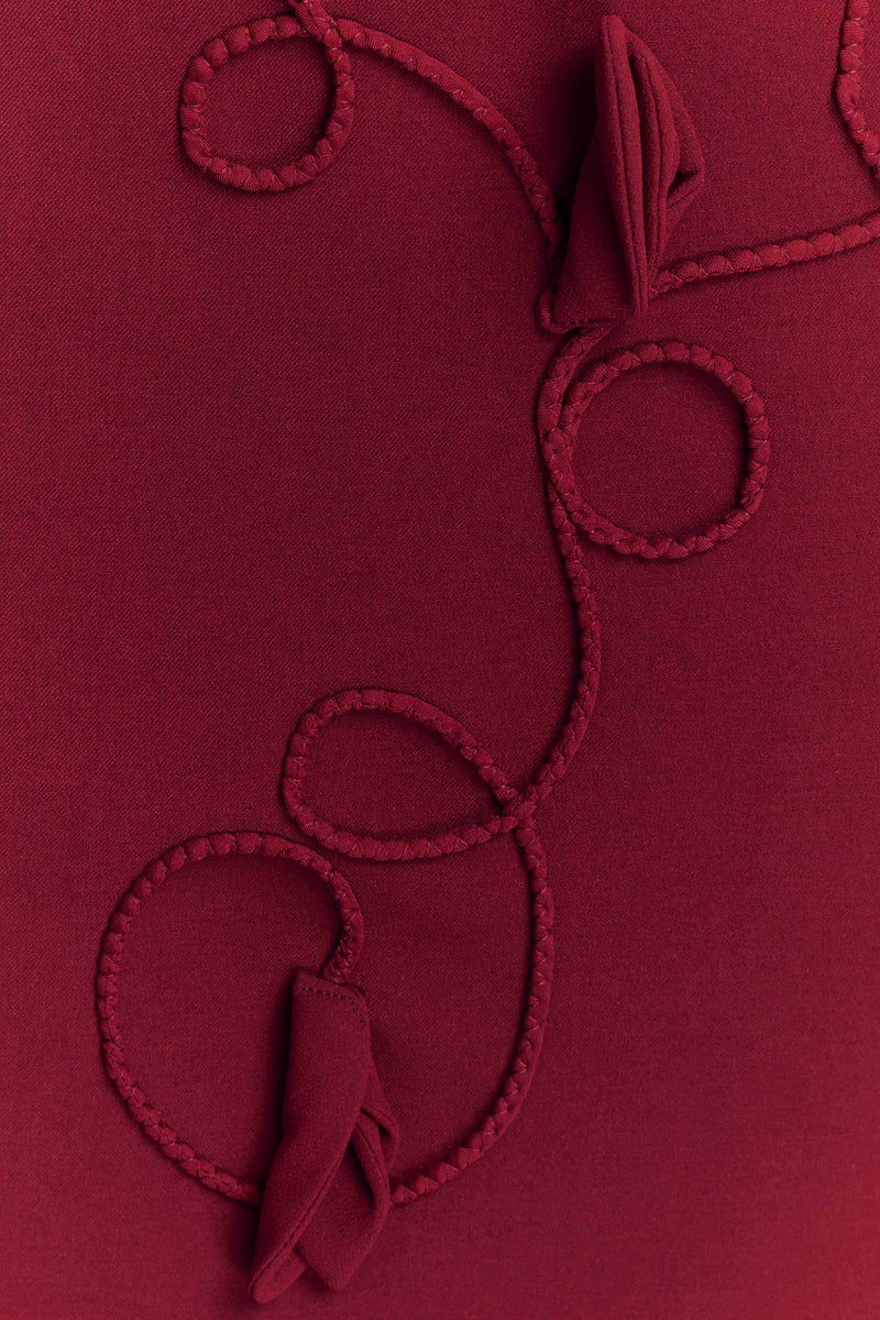 Skyler Suiting Embroidered Mini Dress - Wine