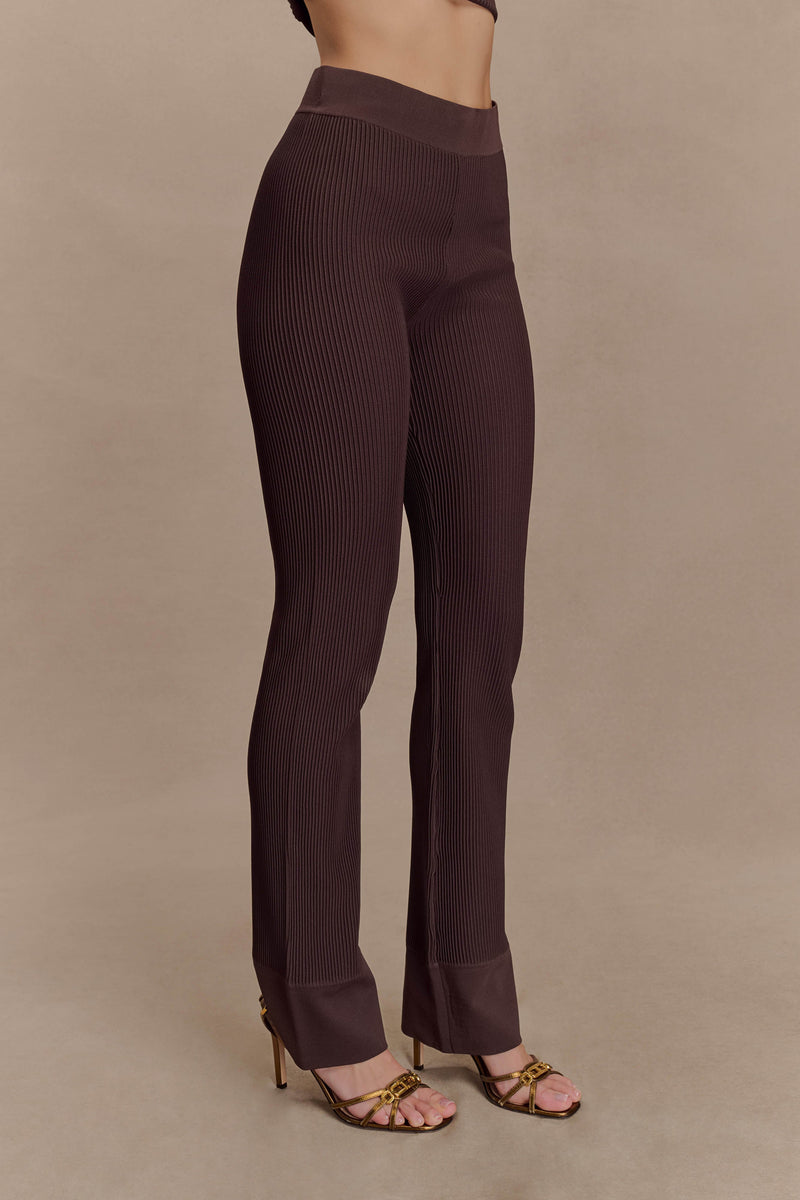Elodie Ribbed Knit Pants - Chocolate