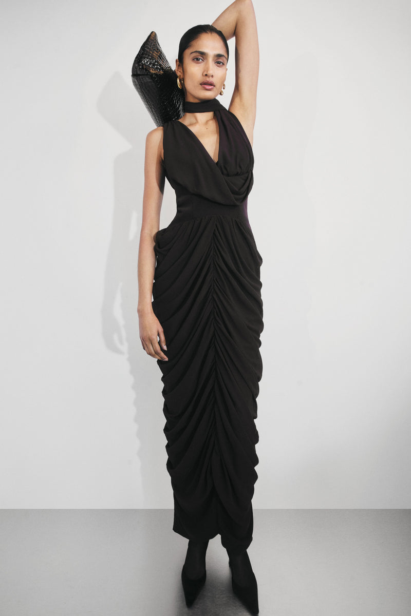 Alex Chiffon Maxi Dress - Cacao Brown
