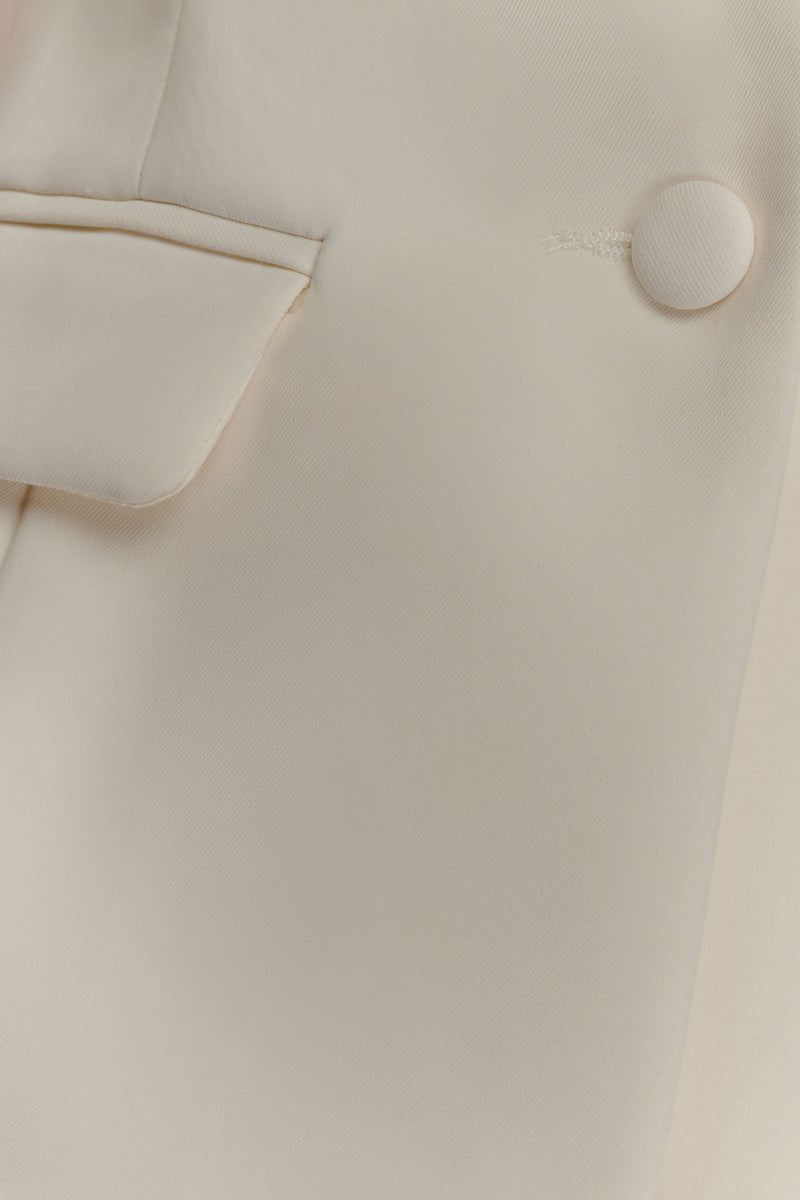 Opal Puff Sleeve Suiting Top - Ivory