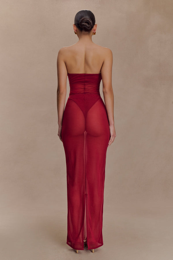 Aoife Mesh Maxi Skirt - Raspberry