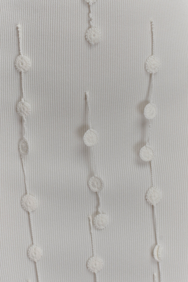Tove Hand Knit Flower Mini Dress - White