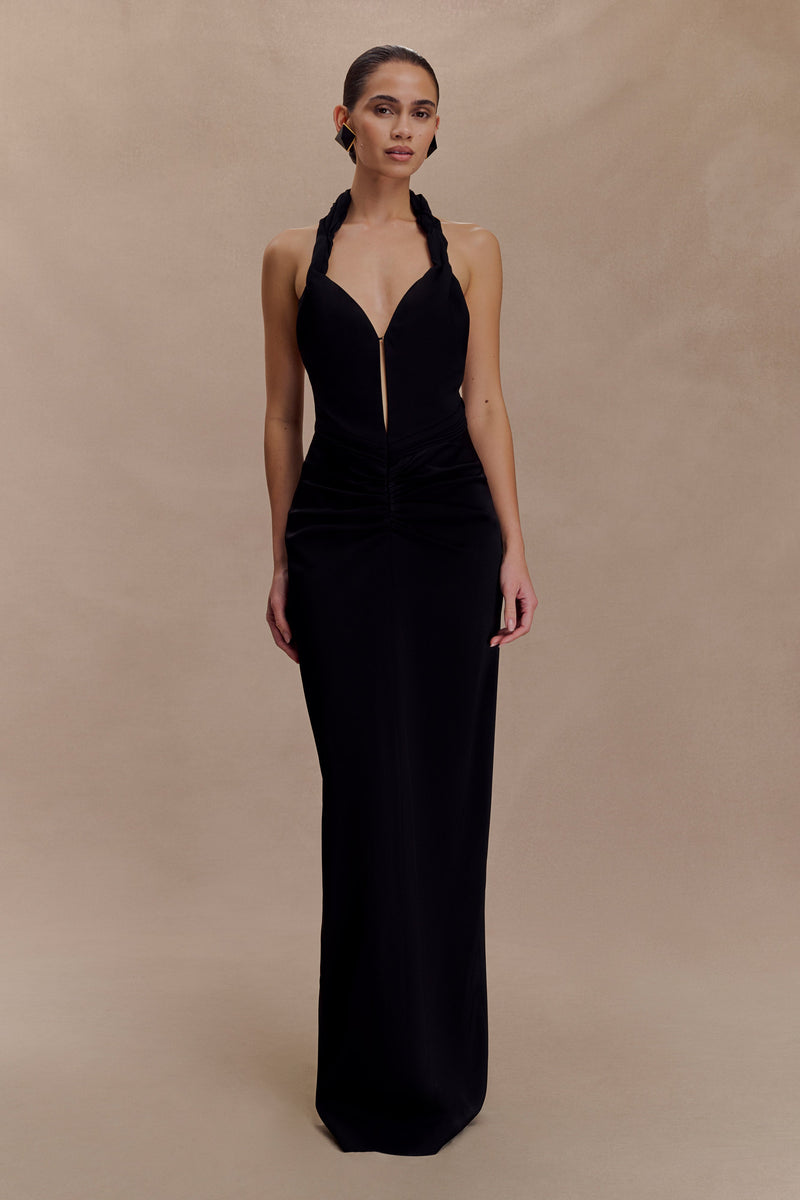 Vivianne Low Neck Maxi Dress - Black