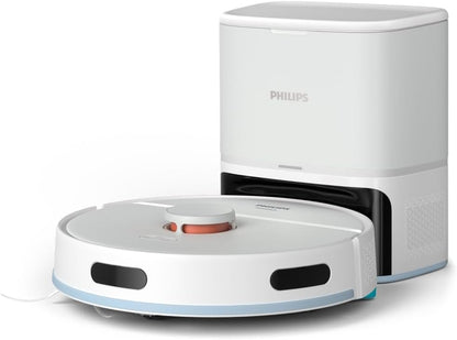 Philips Homerun Serie 2000: 2-in-1 Saug- und Wischroboter, 130 Minuten Laufzeit, Lasernavigation, Teppichboost, Absaugstation, App-gesteuert, Arktikweiß (XU2100/20), Arctic White