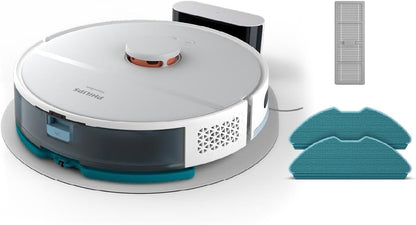 Philips Homerun Serie 2000: 2-in-1 Saug- und Wischroboter, 130 Minuten Laufzeit, Lasernavigation, Teppichboost, Absaugstation, App-gesteuert, Arktikweiß (XU2100/20), Arctic White