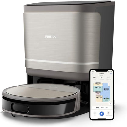 Philips Homerun Serie 2000: 2-in-1 Saug- und Wischroboter, 130 Minuten Laufzeit, Lasernavigation, Teppichboost, Absaugstation, App-gesteuert, Arktikweiß (XU2100/20), Arctic White