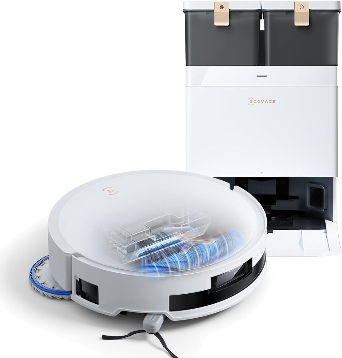 ECOVACS DEEBOT T50 PRO Omni Gen2 Saugroboter mit Wischfunktion, Ausfahrende Seitenbürste und Wischmopp, 21.000 Pa, Auto Zugabe von Reinigungslösung, Moppwäsche mit 75°C heißem Wasser, Ultradünn 81 mm