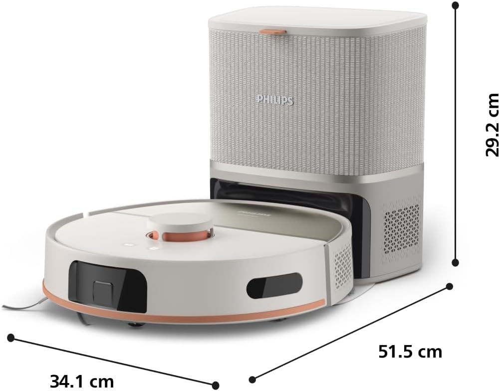 Philips Homerun Serie 2000: 2-in-1 Saug- und Wischroboter, 130 Minuten Laufzeit, Lasernavigation, Teppichboost, Absaugstation, App-gesteuert, Arktikweiß (XU2100/20), Arctic White