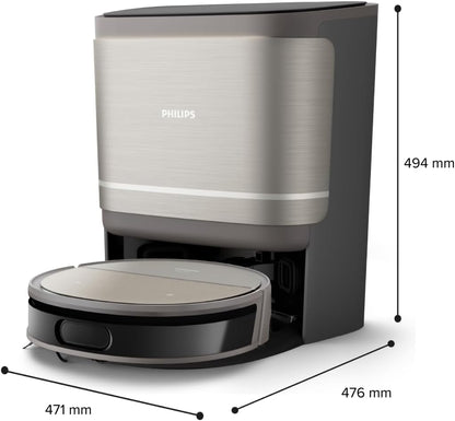 Philips Homerun Serie 2000: 2-in-1 Saug- und Wischroboter, 130 Minuten Laufzeit, Lasernavigation, Teppichboost, Absaugstation, App-gesteuert, Arktikweiß (XU2100/20), Arctic White