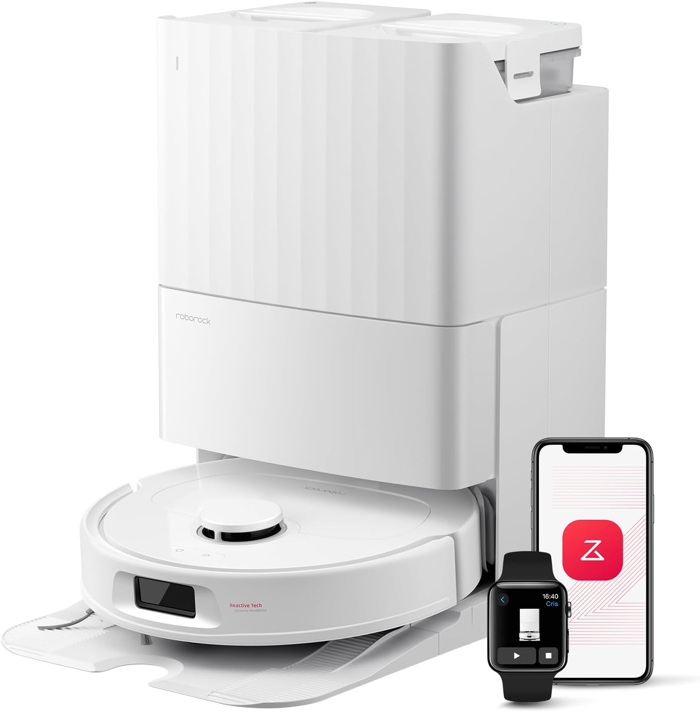 roborock QV 35S-Set Saugroboter mit Wischfunktion, 10.000 Pa HyperForce Saugkraft, Anti-Tangle-Bürsten, Anhebbare Schleudermopps, Intelligente Hindernisvermeidung, All-in-One Dock (Schwarz)