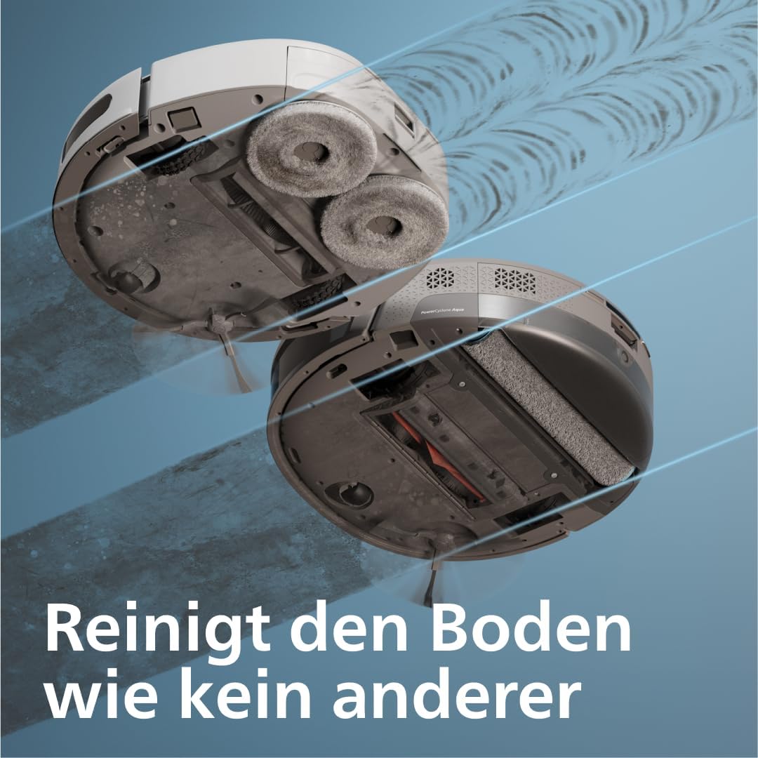 Philips Homerun Serie 2000: 2-in-1 Saug- und Wischroboter, 130 Minuten Laufzeit, Lasernavigation, Teppichboost, Absaugstation, App-gesteuert, Arktikweiß (XU2100/20), Arctic White