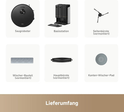 Mova V50 Ultra Complete Saugroboter mit Wischfunktion 24.000 Pa, 6cm Hindernisüberwindung, Liftable Navigation+RGB AI+LED, 80℃ Heißwasserwäsche & 63℃ Selbsttrocknung, DuoSolution System, Tricut Bürste