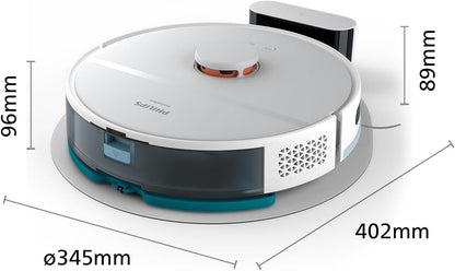 Philips Homerun Serie 2000: 2-in-1 Saug- und Wischroboter, 130 Minuten Laufzeit, Lasernavigation, Teppichboost, Absaugstation, App-gesteuert, Arktikweiß (XU2100/20), Arctic White