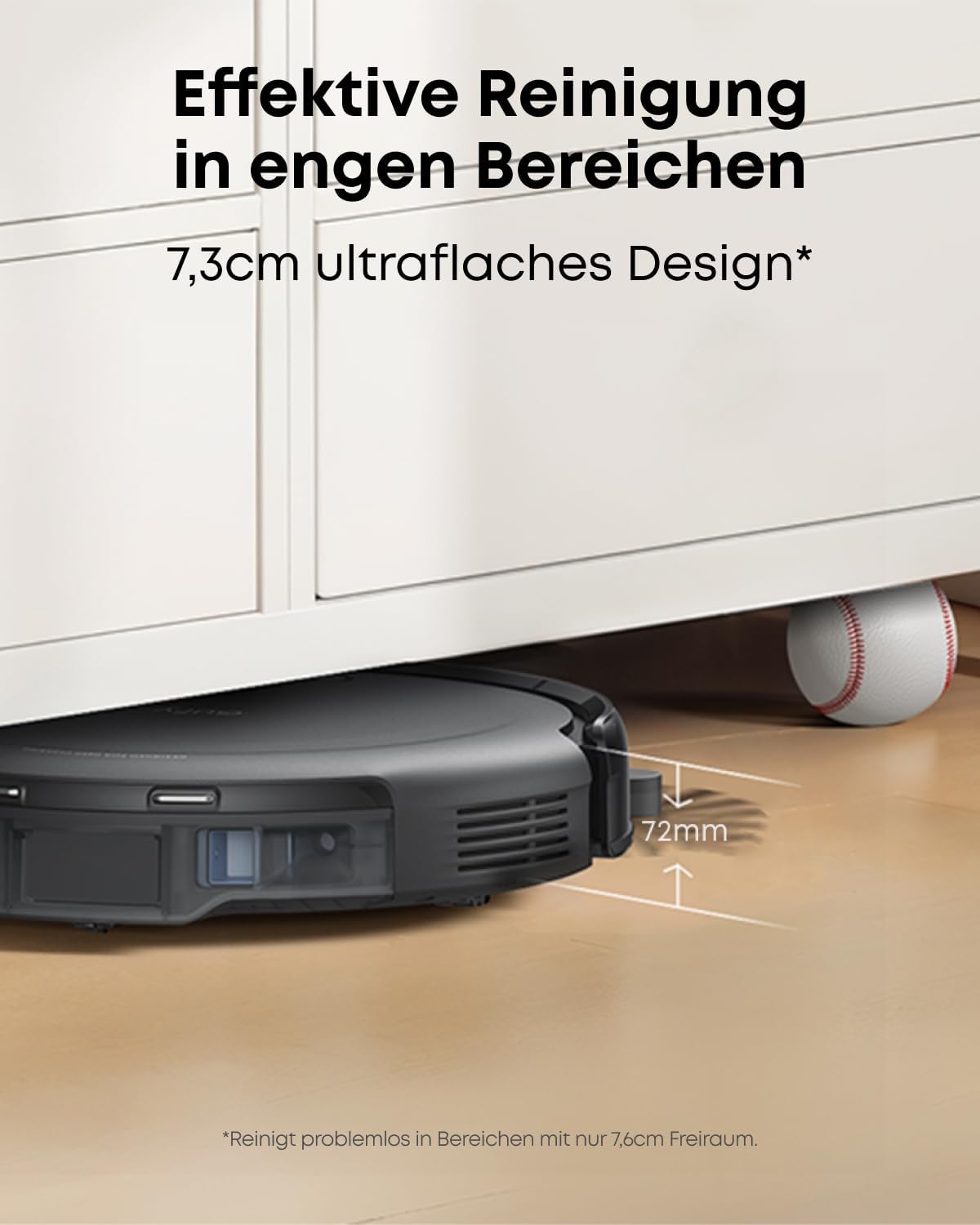 eufy C10 Saugroboter mit Automatischer Absaugstation, 7,3cm Ultraflaches Design, Teppichreinigung, Ausfahrbare Seitenbürste für Ecken, Automatische Entleerung, Punktlaser- & Infrarot-Navigation