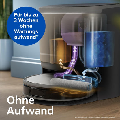 Philips Homerun Serie 2000: 2-in-1 Saug- und Wischroboter, 130 Minuten Laufzeit, Lasernavigation, Teppichboost, Absaugstation, App-gesteuert, Arktikweiß (XU2100/20), Arctic White