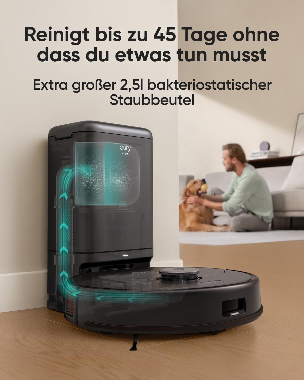 eufy Saugroboter Omni C20 mit All-in-One-Station,Auto-Entleerung, Auto-Wasch- und Trocknungsfunktion, 7.000Pa, 8,5cm Design, Staubsauger Roboter mit Wischfunktion,Kindersicherung