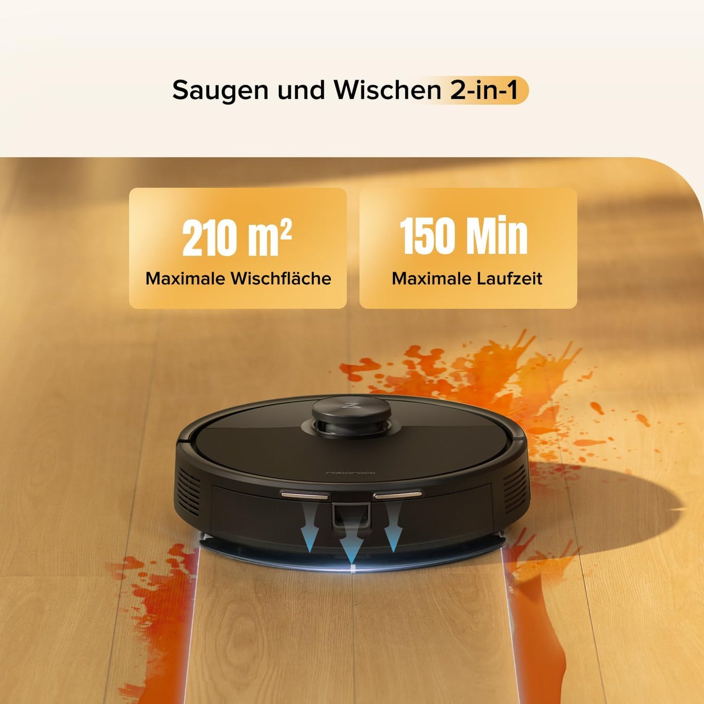 roborock Q7 M5 Saugroboter mit Wischfunktion, 10.000Pa Starker Saugkraft, Dual Anti-Tangle-System, 150Min Laufzeit, LiDAR Navigation, Staubsauger Roboter für Teppich, Tierhaare, APP Steuerung(Schwarz)