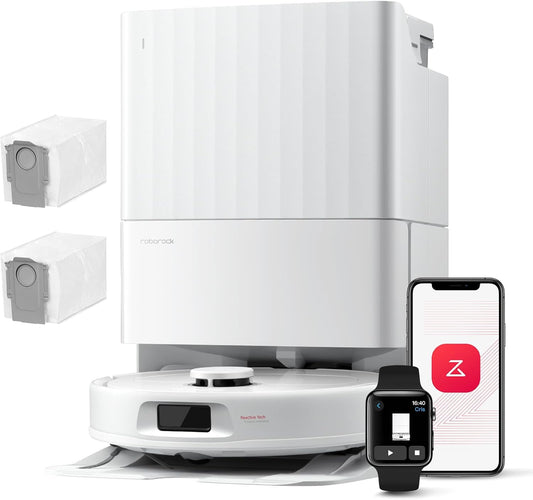 roborock Qrevo Serie Saugroboter mit Wischfunktion&Hebarem Wischmopp, 8000Pa Saugkraft(verbessert von Qrevo S), Anti-Verfilzungs-Seitenbürste, Hindernisvermeidung, All-in-One Dock, Schwarz(QV 35A)