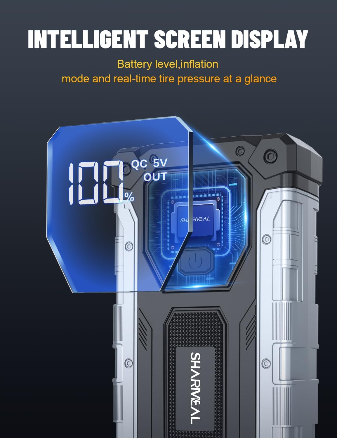 Sharmeal Car Jump Starter 5000A, Jump Starter Battery Pack for 10.0L Gas and 9.0L Diesel, 12V Portable Jump Box with LED Light