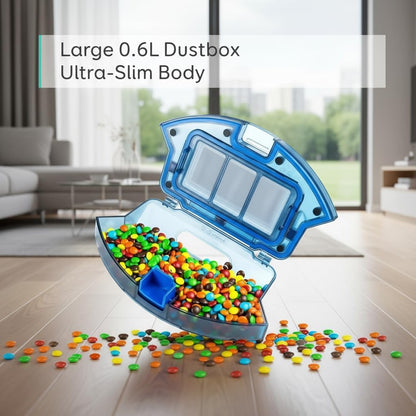 eufy C10 Saugroboter mit Automatischer Absaugstation, 7,3cm Ultraflaches Design, Teppichreinigung, Ausfahrbare Seitenbürste für Ecken, Automatische Entleerung, Punktlaser- & Infrarot-Navigation