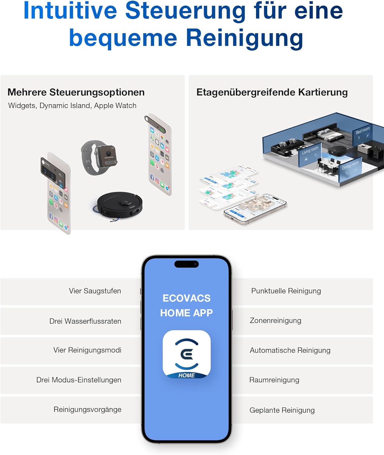 ECOVACS DEEBOT T30C Omni, Saugroboter mit Wischfunktion, 20.000 Pa, OZMO Turbo 2.0 Wischen, ZeroTangle 3.0 Anti-Verheddern, TruEdge 2.0 Kantenreinigung, All-in-One-Station, 75°C Moppwäsche, Schwarz