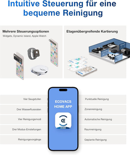 ECOVACS DEEBOT T30C Omni, Saugroboter mit Wischfunktion, 20.000 Pa, OZMO Turbo 2.0 Wischen, ZeroTangle 3.0 Anti-Verheddern, TruEdge 2.0 Kantenreinigung, All-in-One-Station, 75°C Moppwäsche, Schwarz