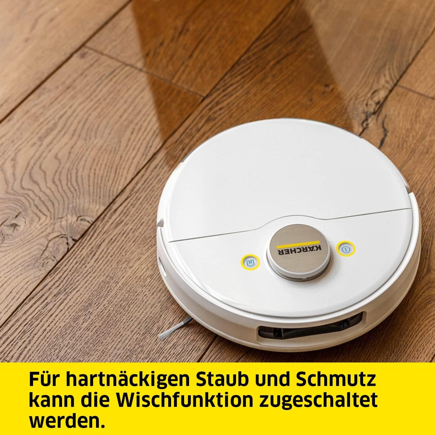 Kärcher Saugroboter RCV 3 mit Wischfunktion, smarte App-Steuerung, LiDAR-Laser-Navigation, Kartierung, Raum- und Hinderniserkennung, 2500 Pa, 120 min Laufzeit, für Hartböden und Teppiche, Weiss