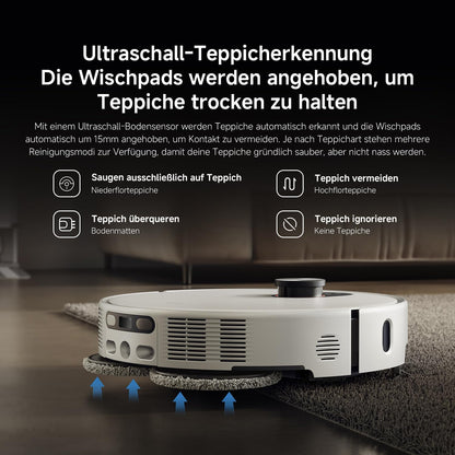 Xiaomi Robot Vacuum X20+ Saugroboter mit Absaugstation und 4L/4L Frisch- & Altwassertank - 2 rotierende, Auto-Trocknung Wischmops, Bis 280m² wischen, 6000Pa Saugkraft, LDS-Navigation, Alle Bodentypen